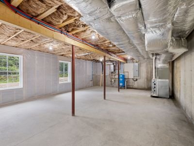 An interior of a semi-finished building in the process of renovation with equipment